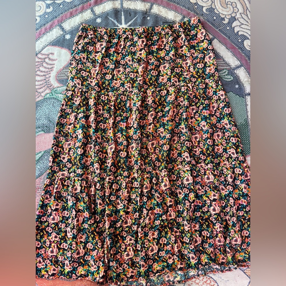 Wild Fable Black Floral Maxi Skirt
